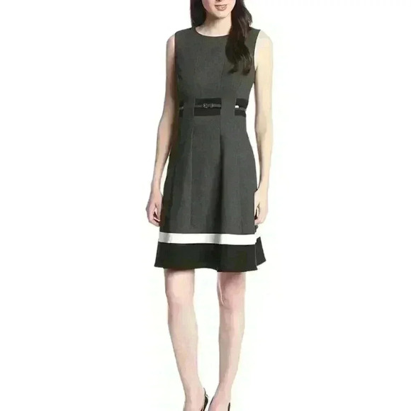 Calvin Klein Dresses & Skirts - 🔥🖤🩶🤍Colorblock Fit & Flare